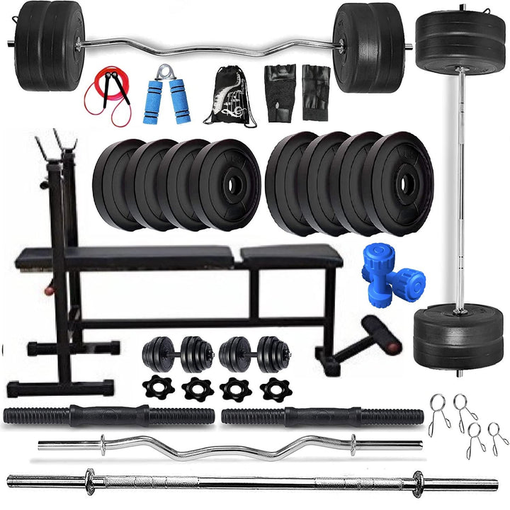 Bodyfit 30Kg Gym 4-In-1 Multi Leg Curl Bench Home Gym Dumbbell Set