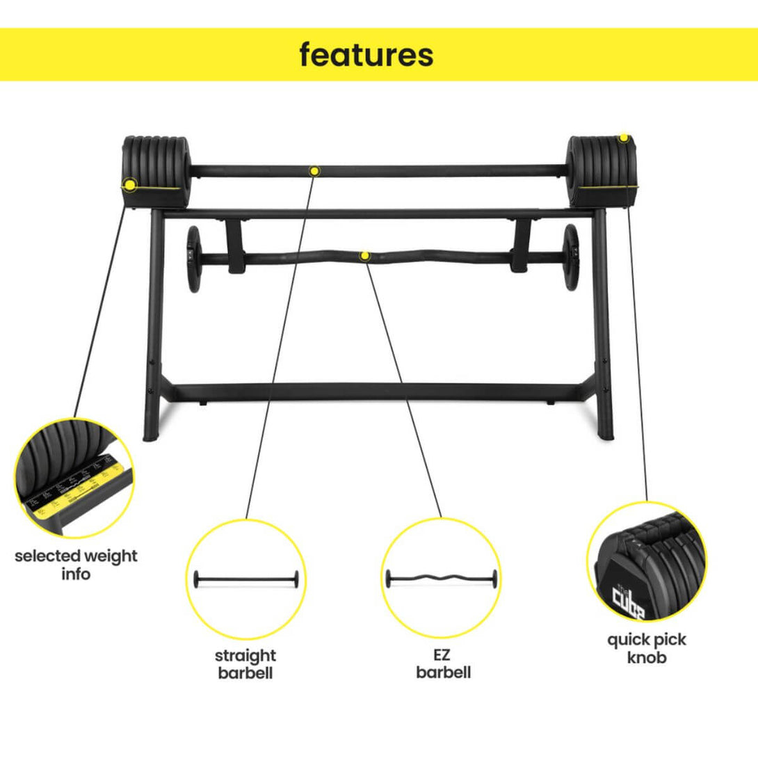 Cube Club Powerbar Pro All-in-one Workout Barbell With Stand