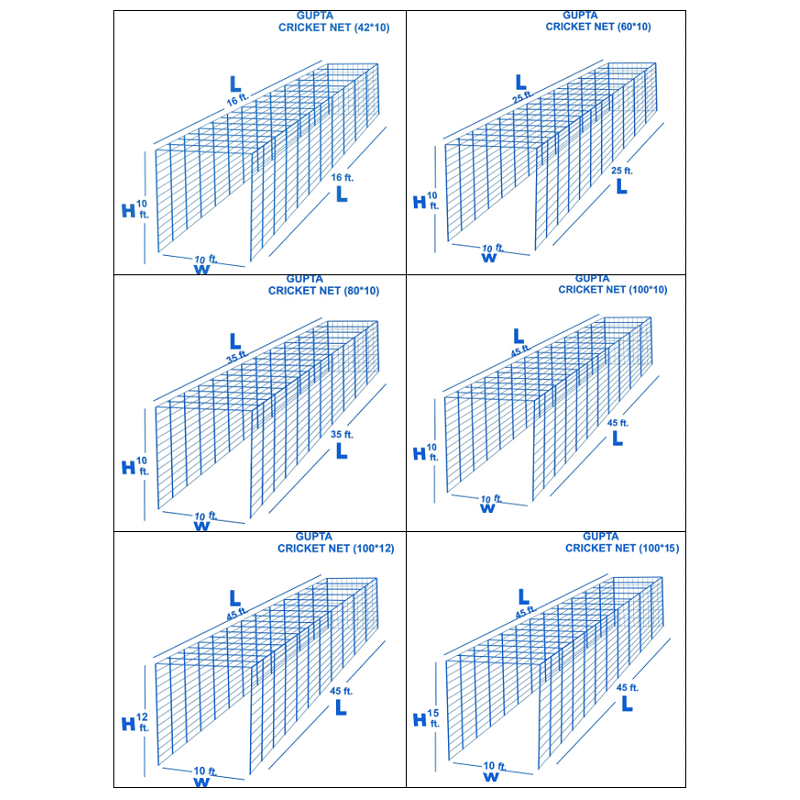 Gupta Blue Nylon Cricket Net Regular  (1.5mm Thickness)