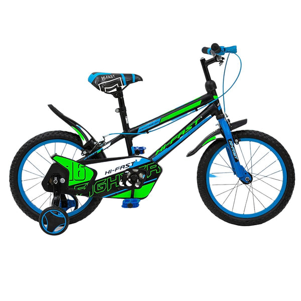 HI-FAST 16 inch Kids Cycle for 4 to 7 Years Boys & Girls with Training Wheels (FIGHTER-16T-95% Assembled)