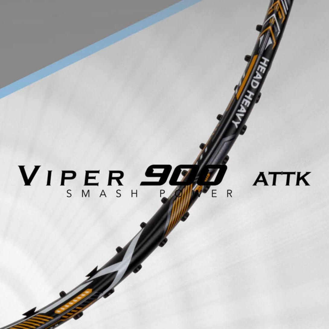 Hundred Viper 900 Carbon Fibre Strung Badminton Racquet-BLK/G/S