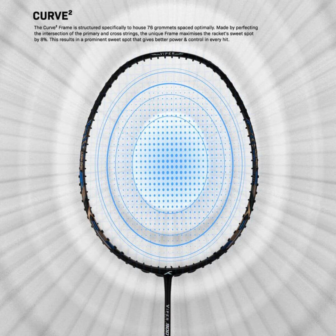 Hundred Viper 900 Carbon Fibre Strung Badminton Racquet-BLK/BL/G