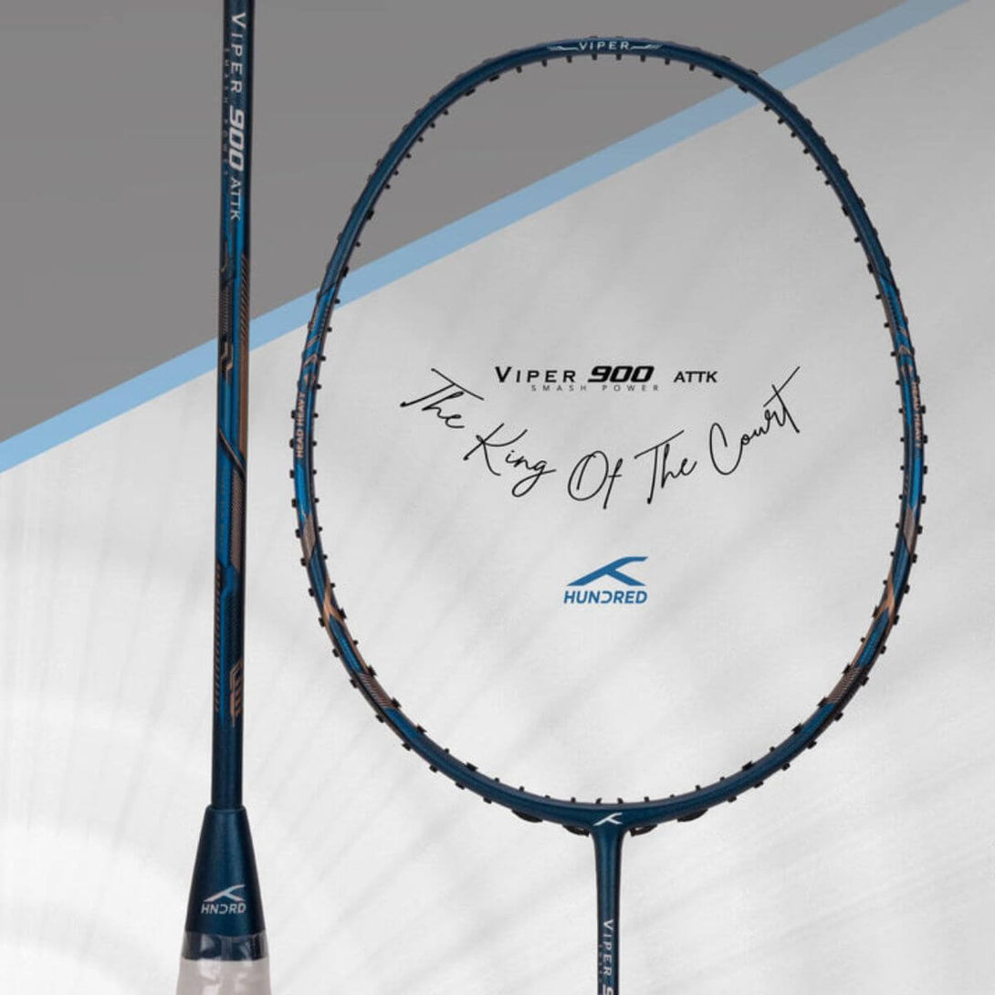 Hundred Viper 900 Carbon Fibre Strung Badminton Racquet-Navy