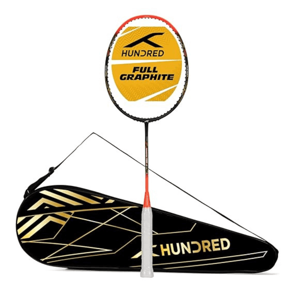 Hundred Powertek 1000 JR Badminton Racquet-Black/Orange