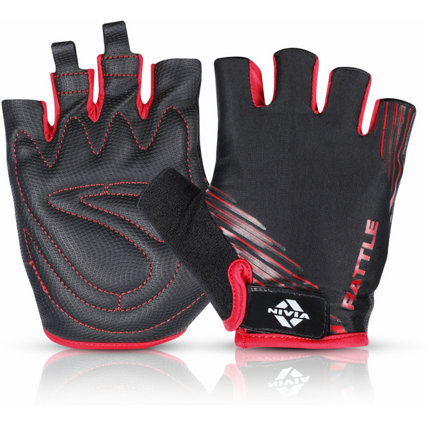 Nivia Rattle Sports Glove -Black/Red-M