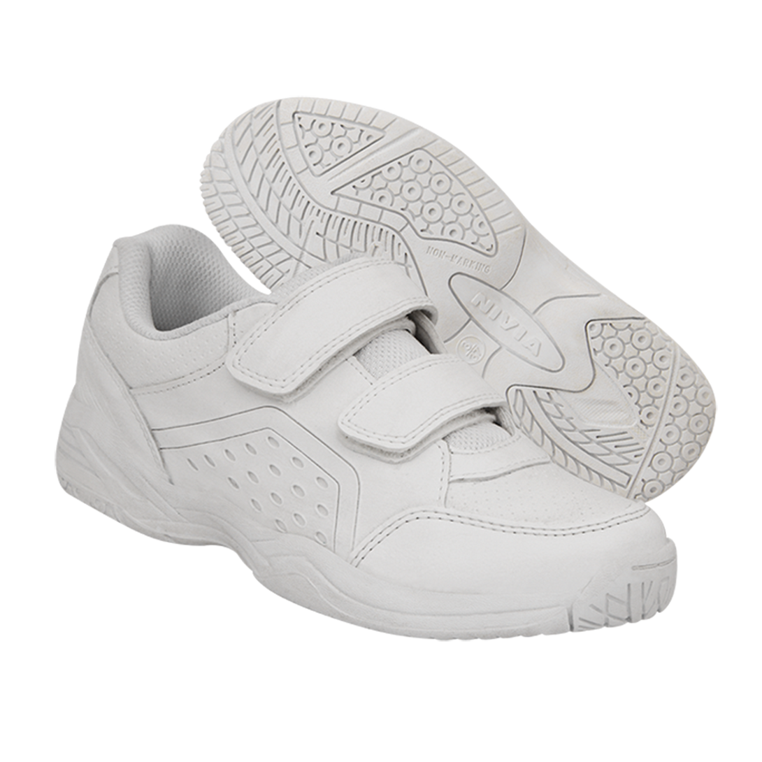 Nivia School Shoes Velcro Kids (White-412) - K9