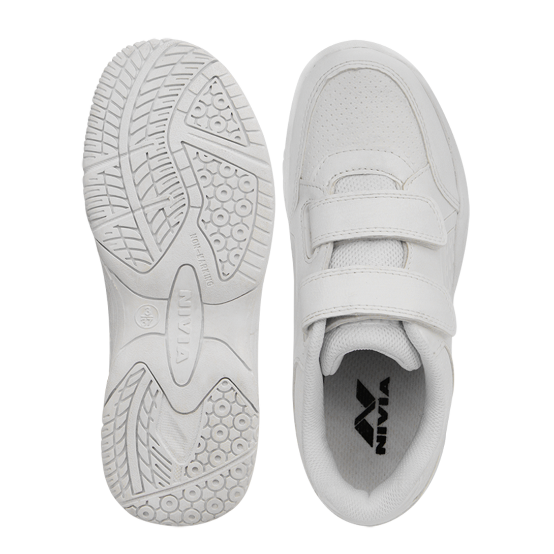 Nivia School Shoes Velcro Kids (White-412) - K9