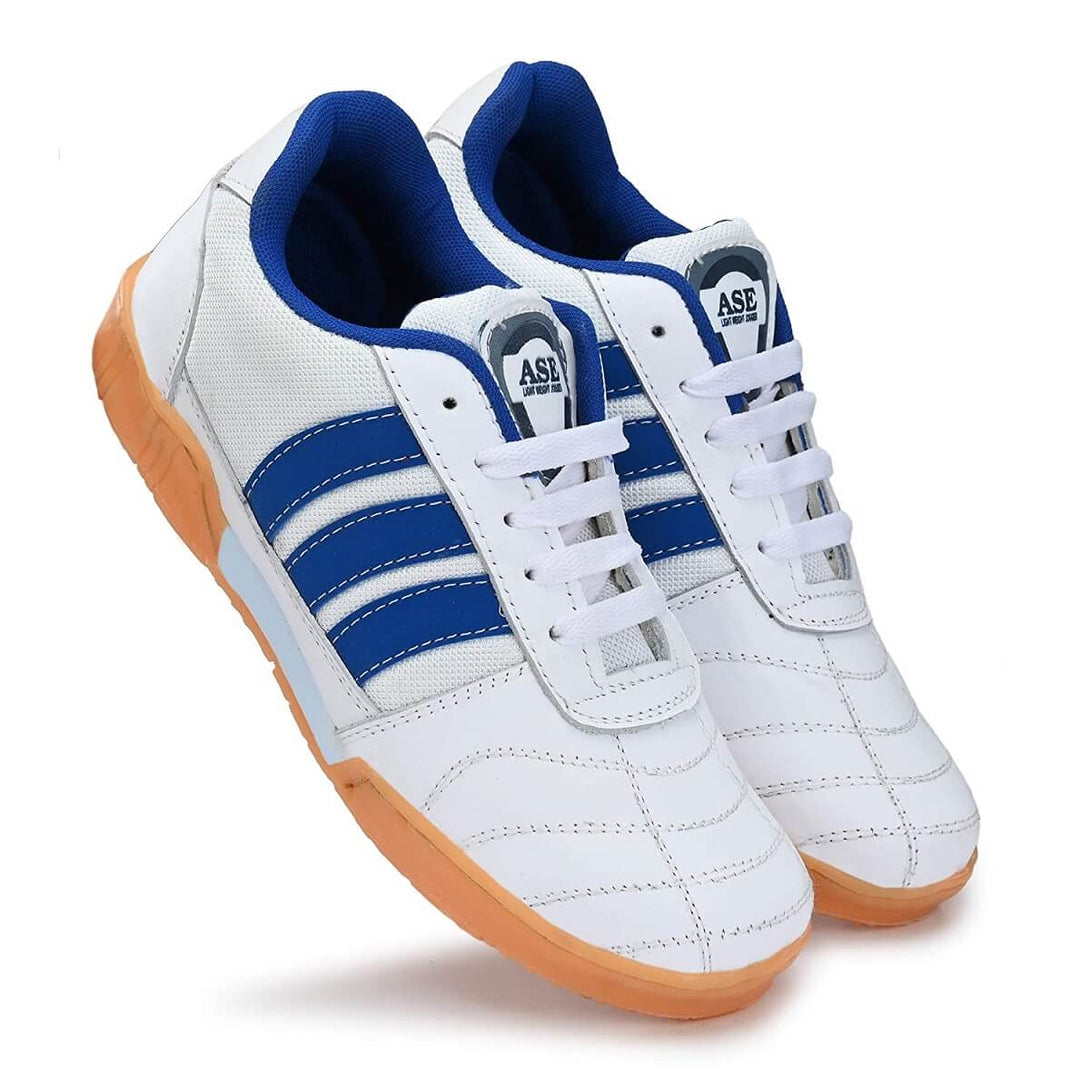 Proase Leather Cloth Badminton Shoes (White/Blue)