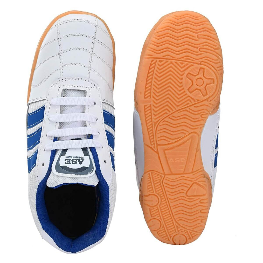 Proase Leather Cloth Badminton Shoes (White/Blue)