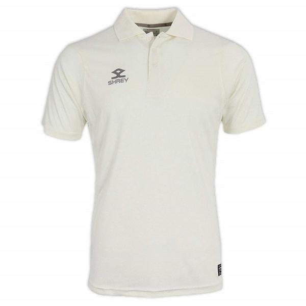 Shrey Cricket Match Shirt Short Sleeve (white)-JUNIOR