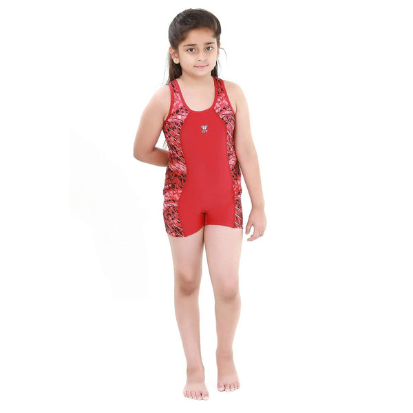 TYR Girls In Aerofit Legsuit [Bull Fight Red/REd) 