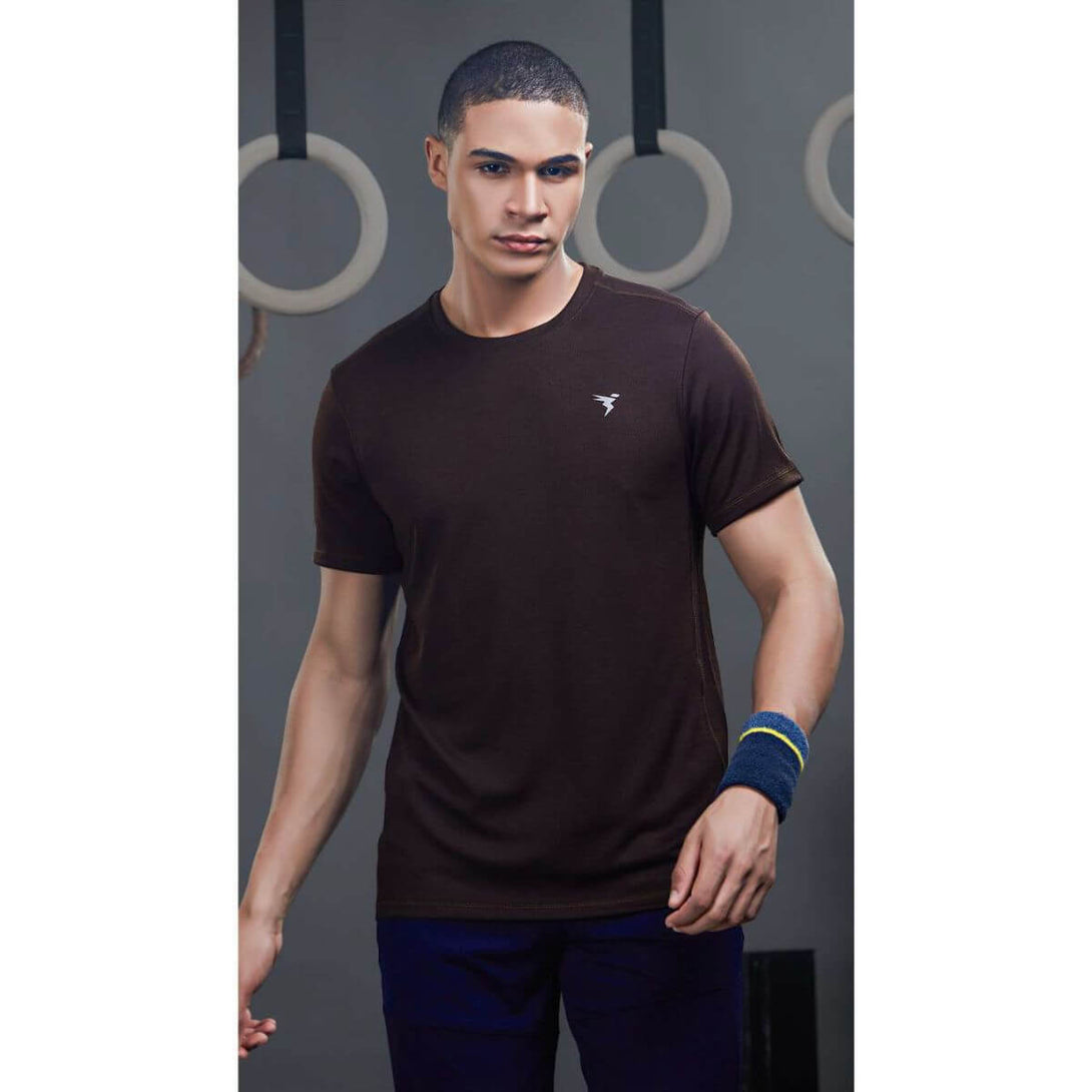 Technosport Men’s Active Crew Neck Half Sleeve T-Shirt-OR40 (Coffee Bean)