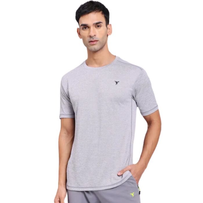 Technosport Men’s Active Crew Neck Half Sleeve T-Shirt-OR40 (Light Grey)