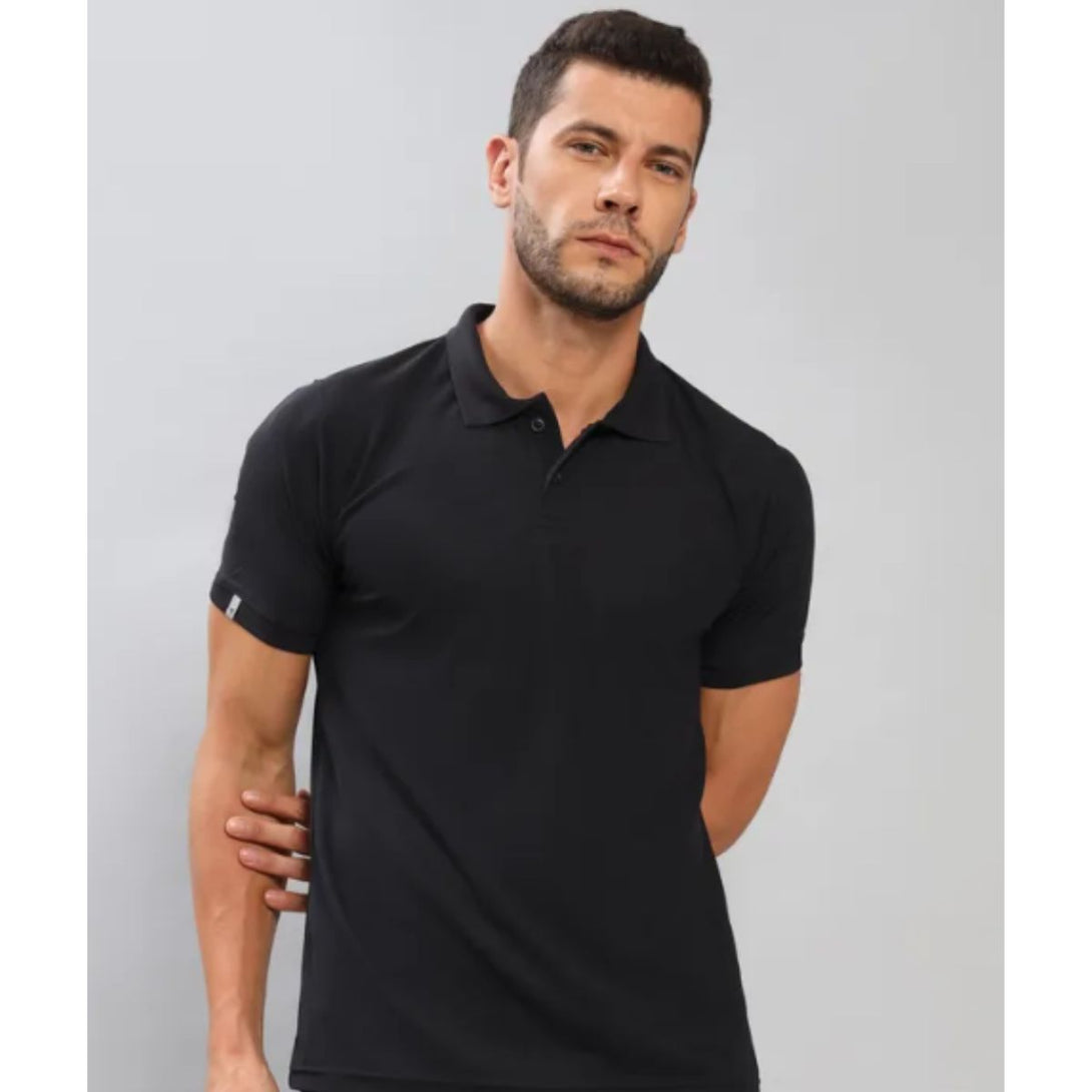 Technosport Polo Neck Half Sleeve T-Shirt -OR 51- Black (Order Same Color Multi Quantity)