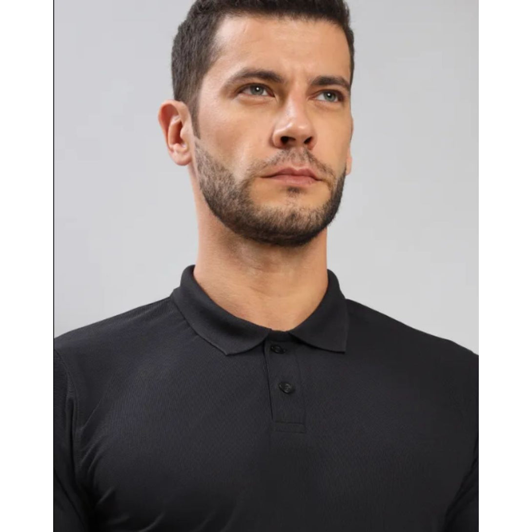 Technosport Polo Neck Half Sleeve T-Shirt -OR 51- Black (Order Same Color Multi Quantity)