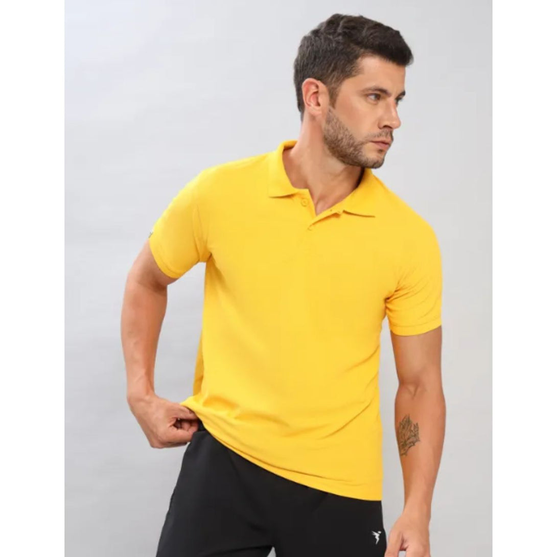 Technosport Polo Neck Half Sleeve T-Shirt -OR 51- Yellow (Order Same Color Multi Quantity)