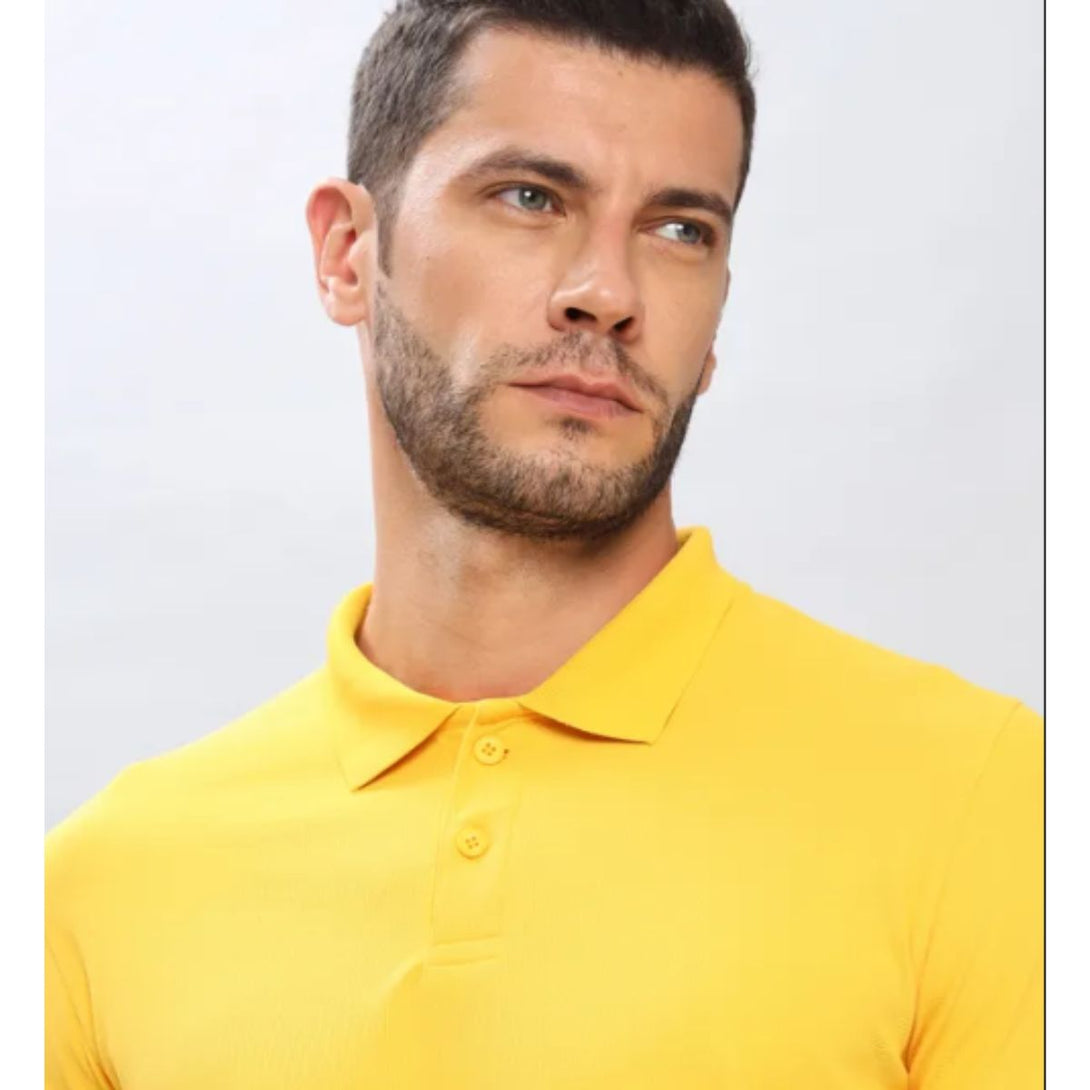 Technosport Polo Neck Half Sleeve T-Shirt -OR 51- Yellow (Order Same Color Multi Quantity)