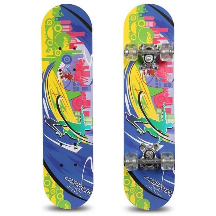 Vector X Phantom 24 Inches Wooden Skateboard (Yellow/Blue/Green-City)