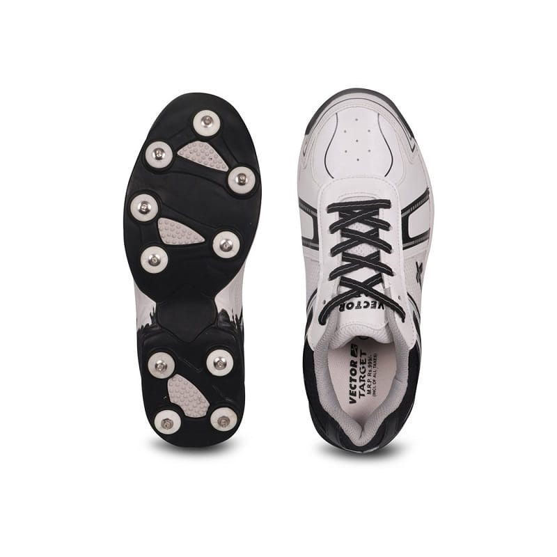 Vector X Target Full Spike Cricket Shoes (White/Black) - UK7