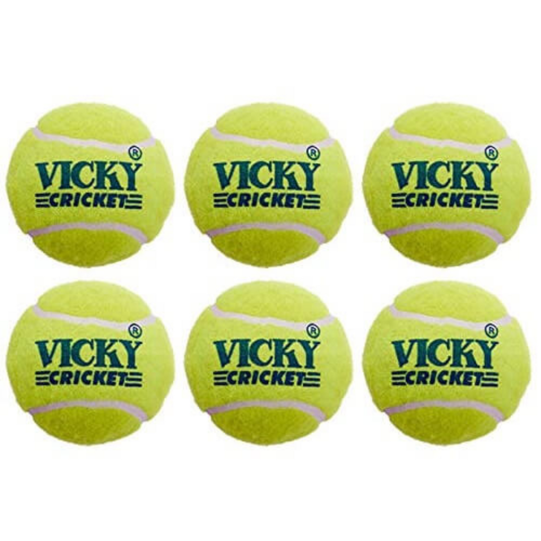 Vicky Cricket Tennis Ball (Yellow-Pack of 6)