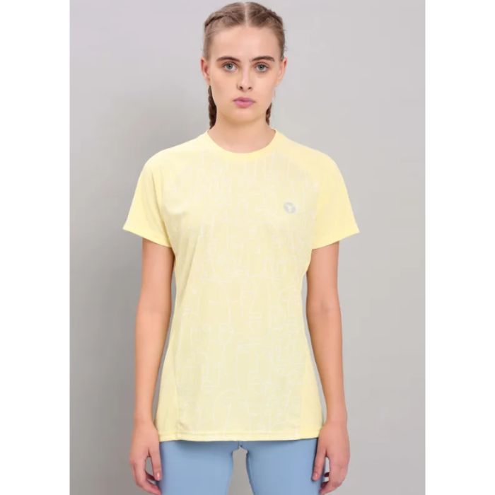 Women's Active Crew Neck Half Sleeve Running T-Shirt (W-112)- Wax Yellow