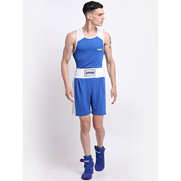 Xpeed XP713 Boxing Shorts & Vest Knitted (Blue)