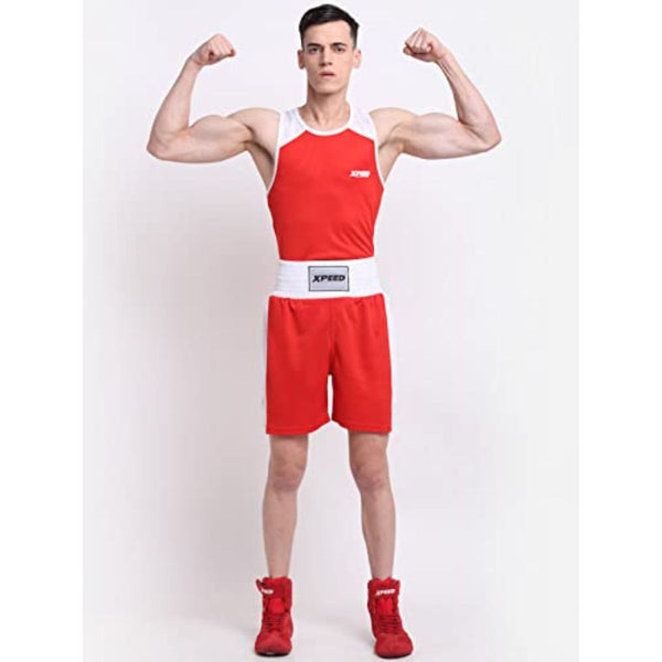 Xpeed XP713 Boxing Shorts & Vest Knitted (Red)