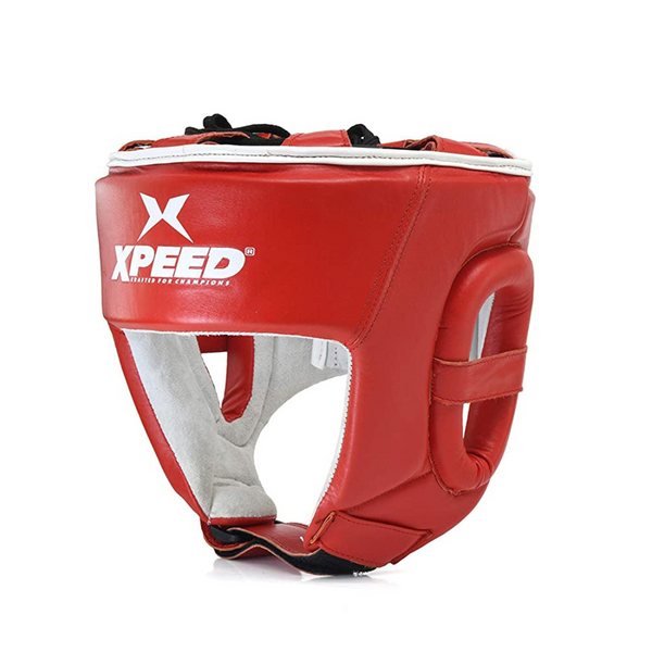 Xpeed Xp103 Leather Contest Headguard (Red)